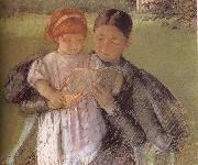 Betweenmaid reading for little girl, Mary Cassatt